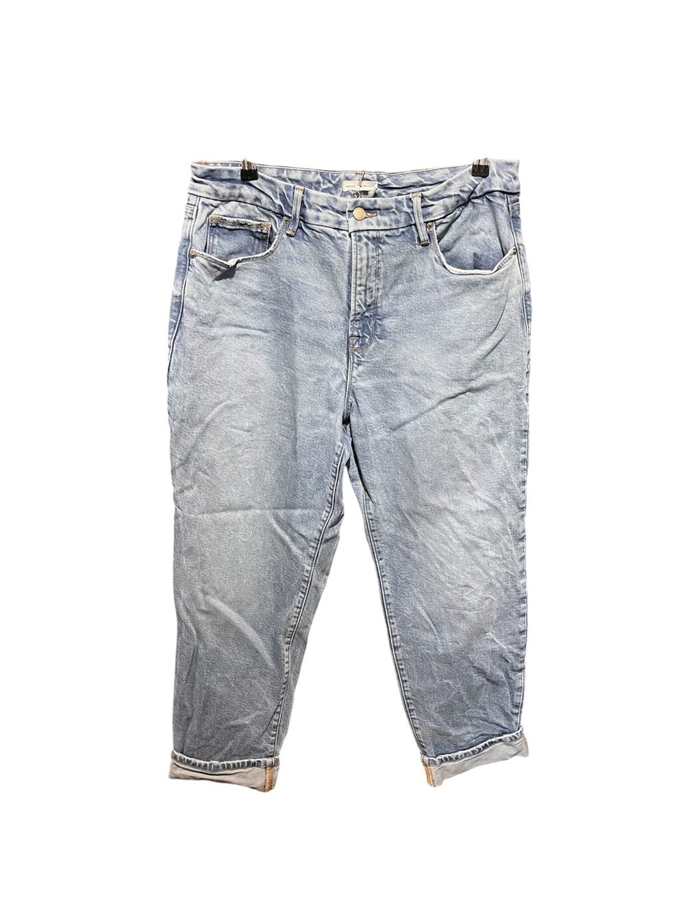 Good American The Weekender Cuffed Light Wash Relaxed Jeans 10/30